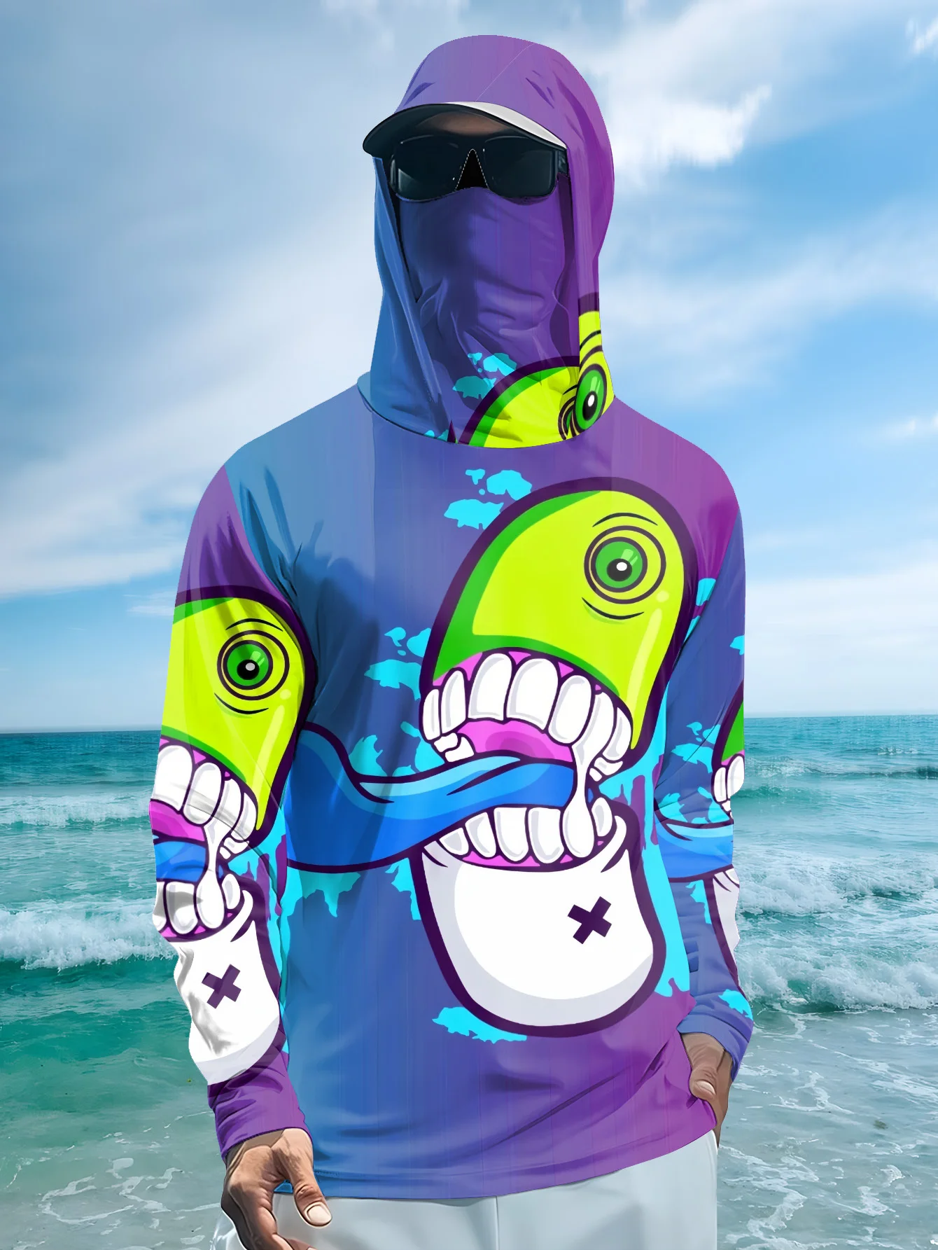 Fishing Mask Sun Protection - Sweat à capuche de pêche pour