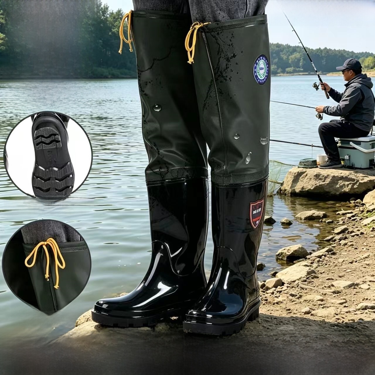 Fishing Pants Waterproof - Bottes de pluie épaisses montantes au-dessus
